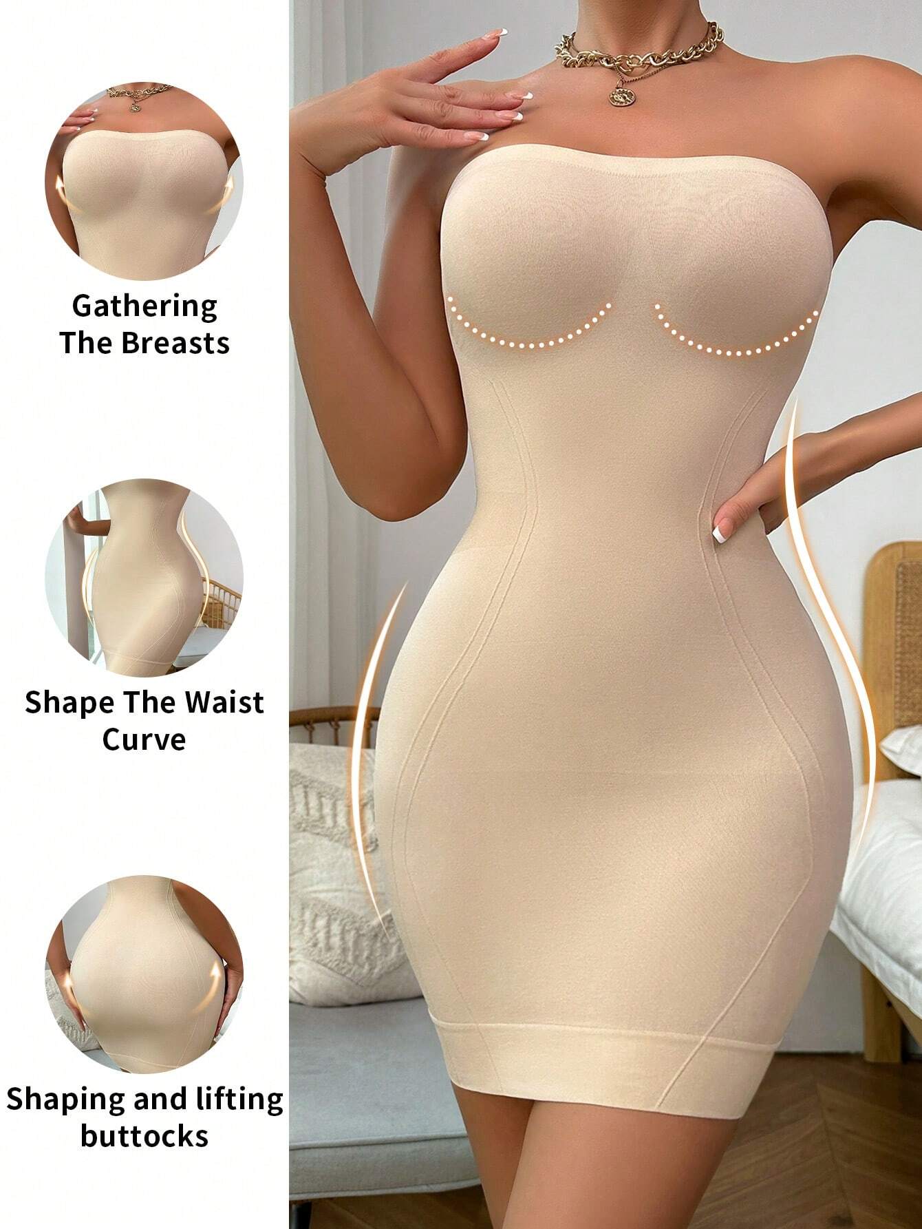 Anagua de Vestido Curto sem Costuras sem Alças
