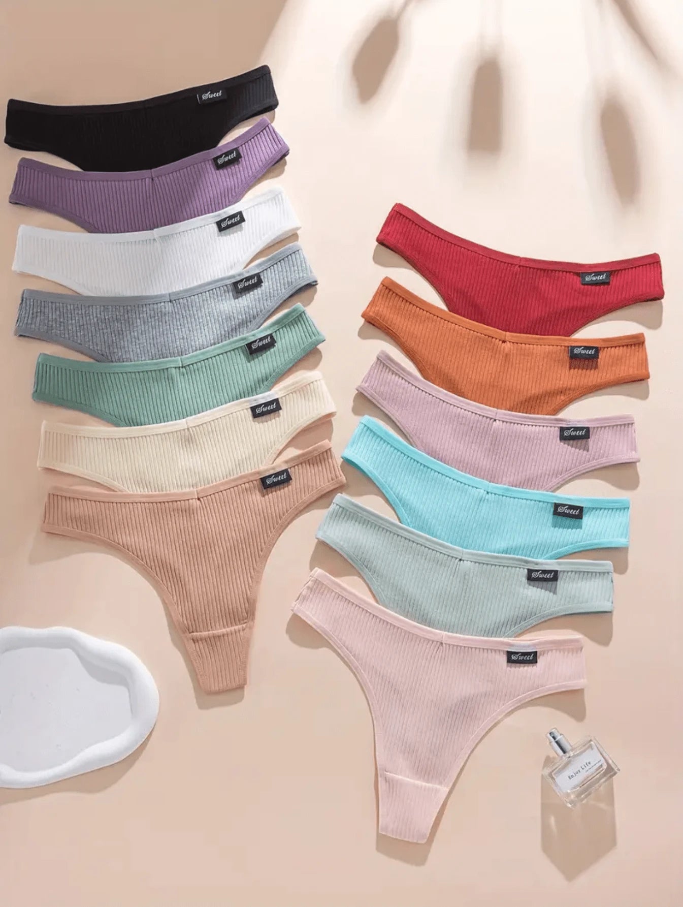 Calcinha Fio Dental de Algodão Canelado (Compre 10 e Leve 15)