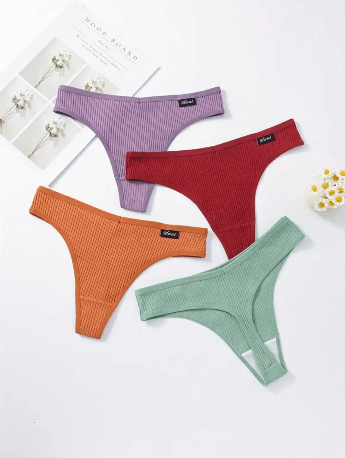 Calcinha Fio Dental de Algodão Canelado (Compre 10 e Leve 15)