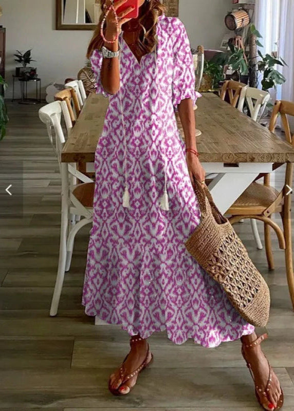 Vestido Longo Boho Vintage Camila Pink