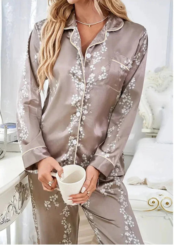 Pijama Americano Feminino Luxury Cíntia Khaki
