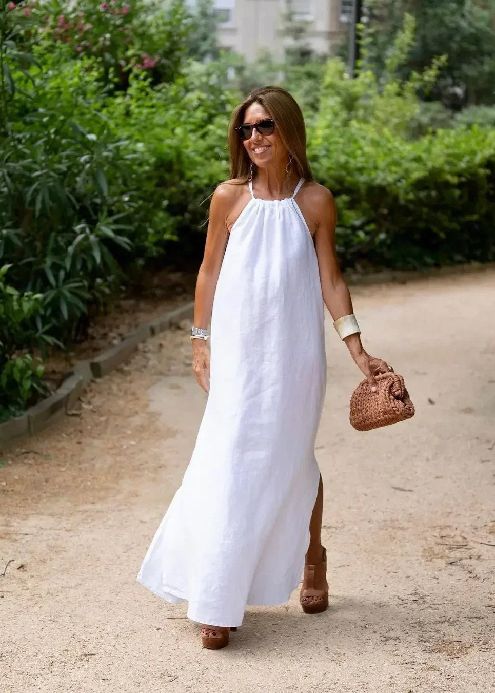 Vestido Longo de Alça Vintage Giulia White