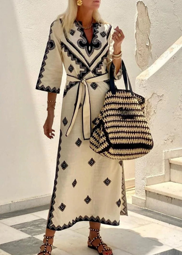 Vestido Longo Retro Manga 3/4 Melinda