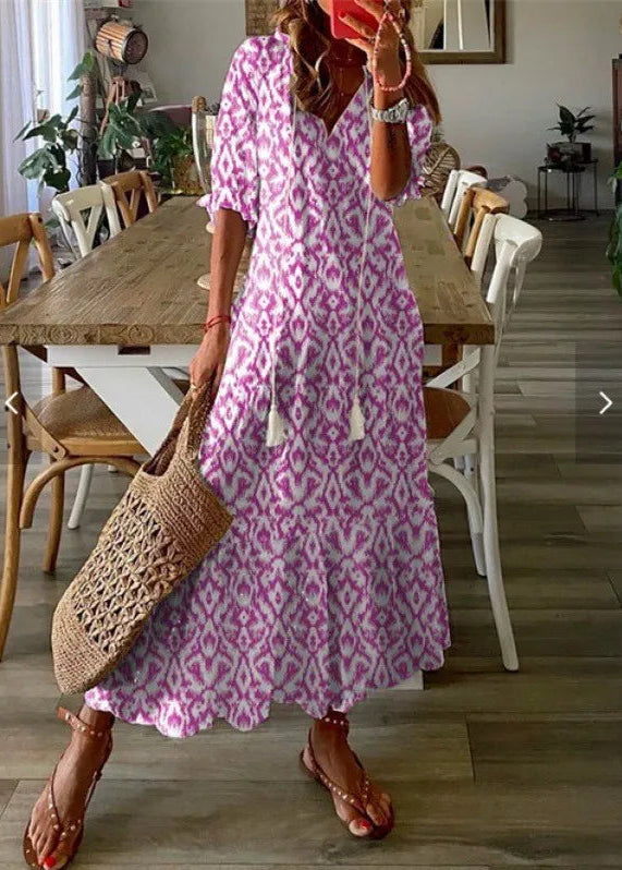 Vestido Longo Boho Vintage Camila Pink