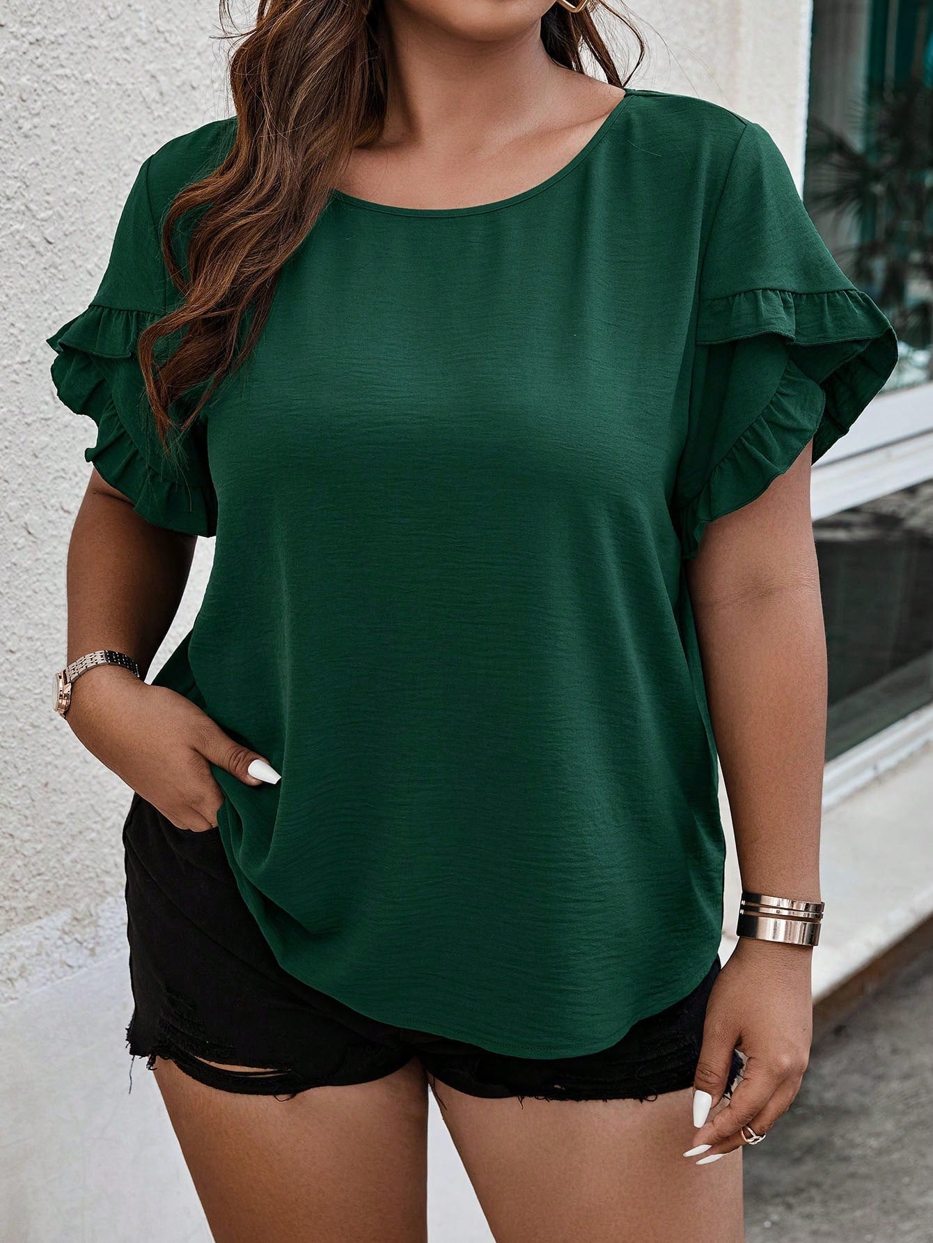 Blusa Feminina Plus Size Manga Curta Neiva