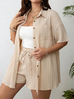 Conjunto Feminino Plus Size Camisa e Shorts Liz