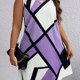 Vestido Plus Size Midi Estampa Geométrica Liz