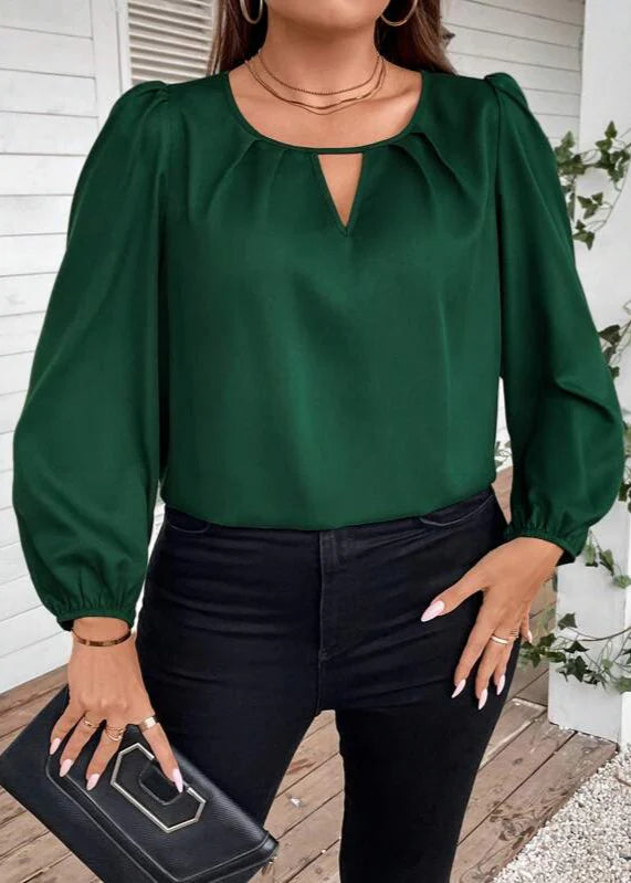 Blusa Feminina Plus Size Manga Longa Bufante Natália