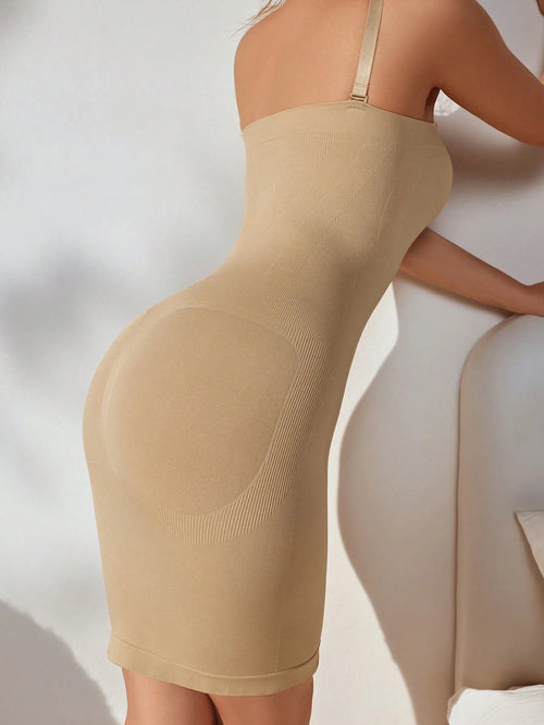 Anagua de Vestido Modeladora sem Costura Compressão Abdominal Damasco