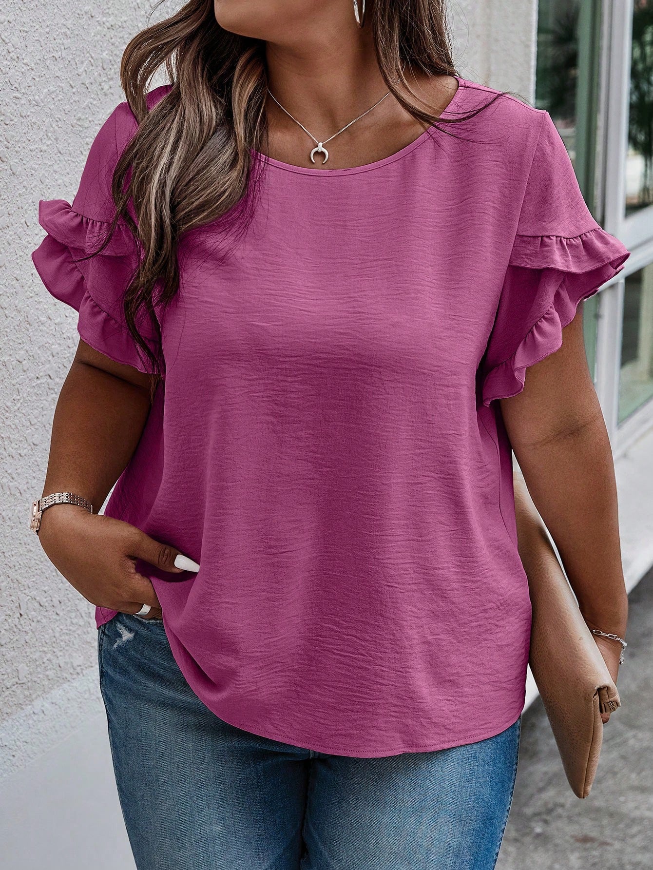 Blusa Feminina Plus Size Manga Curta Neiva