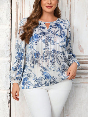 Blusa Feminina Plus Size Manga Longa Bufante Natália