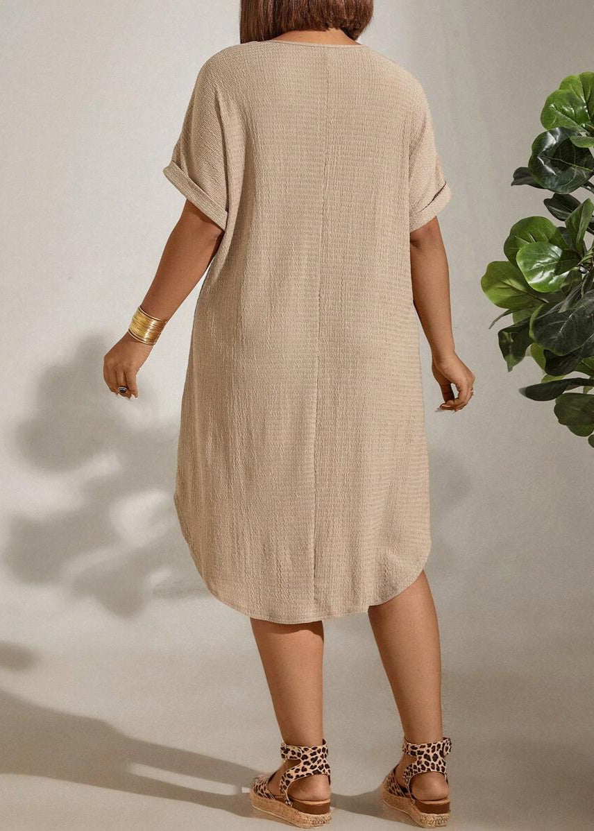 Vestido Plus Size Longo Bodycon com Manga Morcego Julia Nude