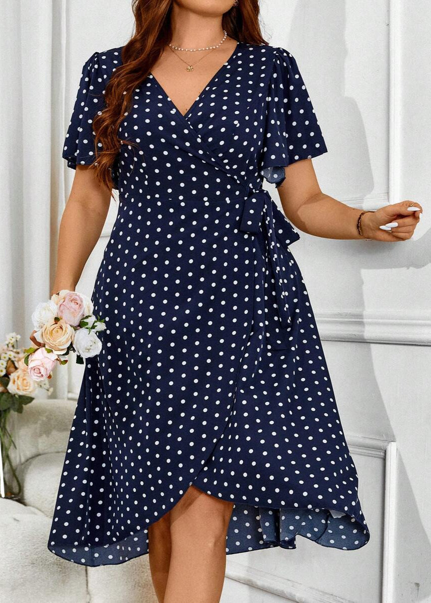 Vestido Plus Size Longo Boho com Manga Bufante e Poá Carla