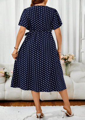 Vestido Plus Size Longo Boho com Manga Bufante e Poá Carla
