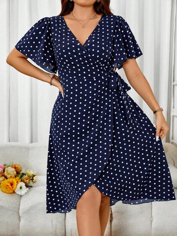 Vestido Feminino Plus Size com Manga Babado Iasmin