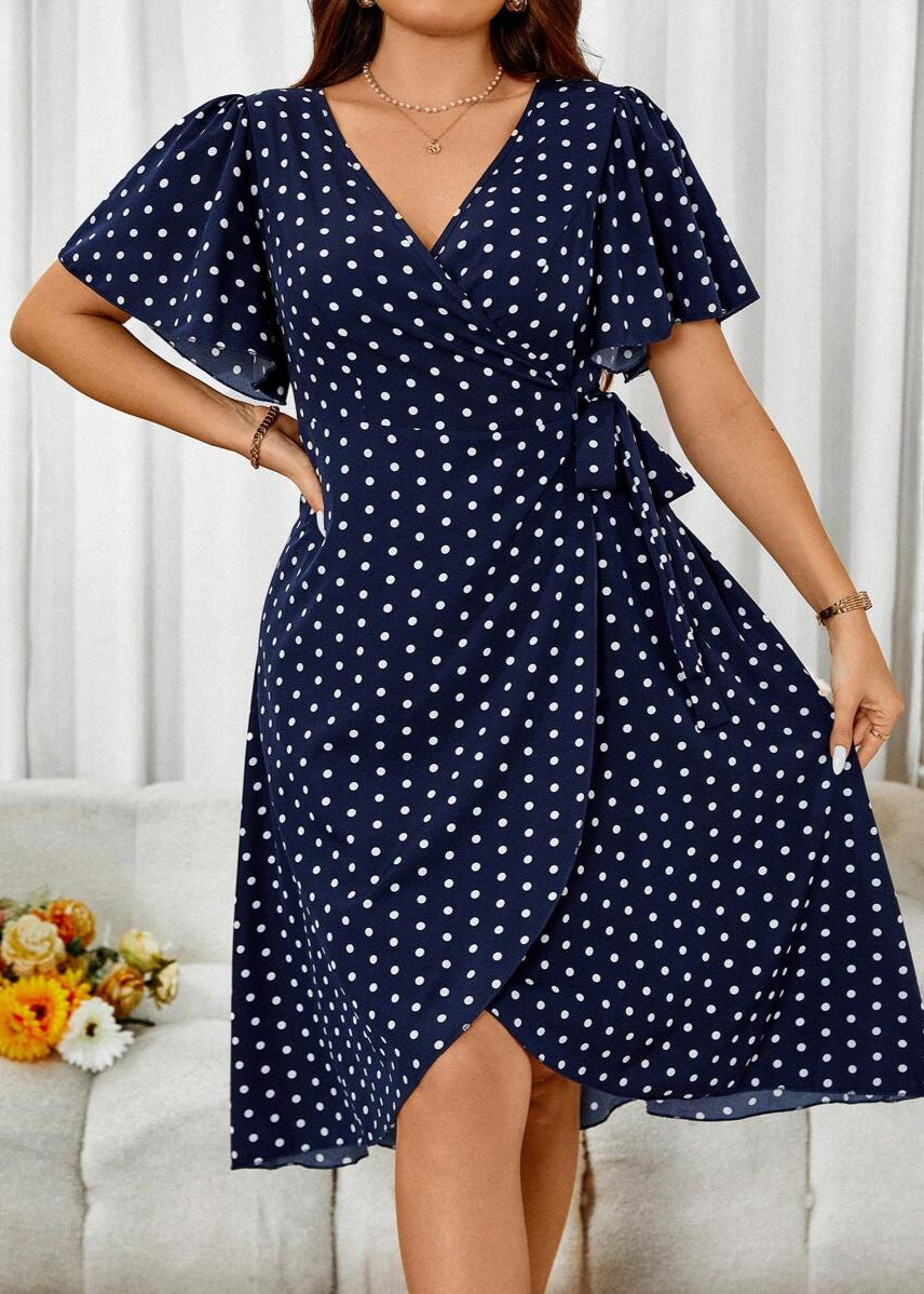 Vestido Plus Size Longo Boho com Manga Bufante e Poá Carla