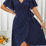 Vestido Plus Size Longo Boho com Manga Bufante e Poá Carla