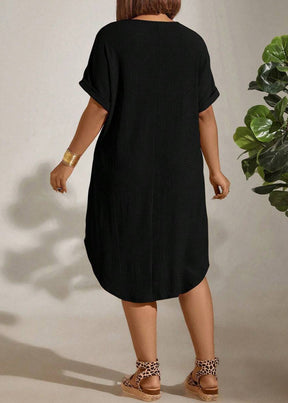 Vestido Plus Size Longo Bodycon com Manga Morcego Julia Black