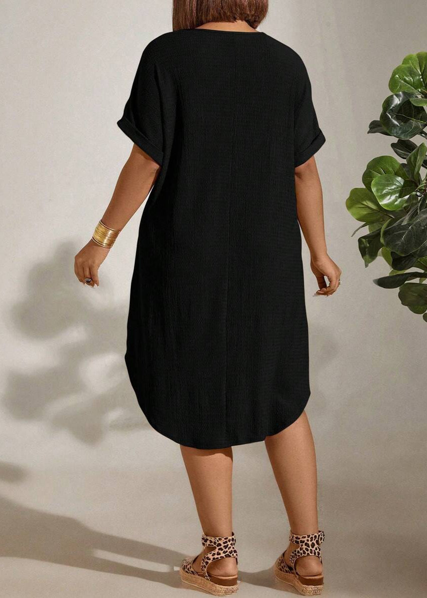 Vestido Plus Size Longo Bodycon com Manga Morcego Julia Black