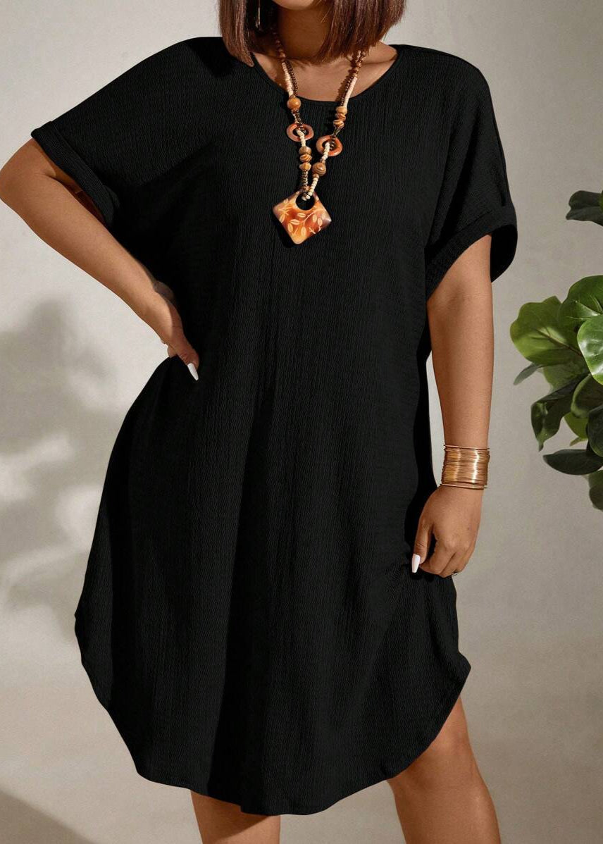 Vestido Plus Size Longo Bodycon com Manga Morcego Julia Black