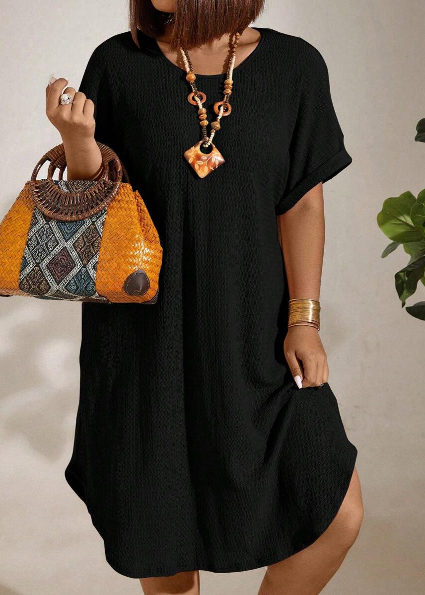 Vestido Plus Size Longo Bodycon com Manga Morcego Julia Black