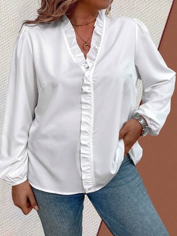 Camisa Feminina Plus Size com Babado Tirsa