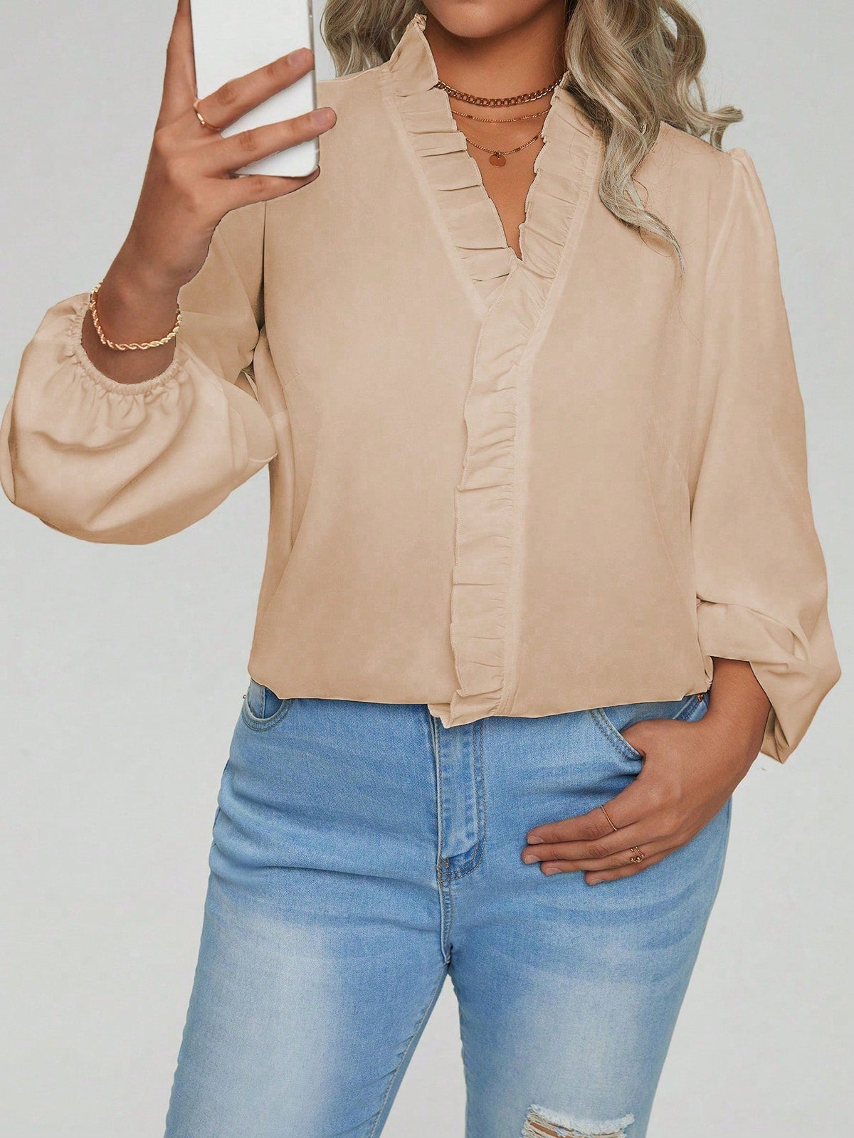 Camisa Feminina Plus Size com Babado Tirsa