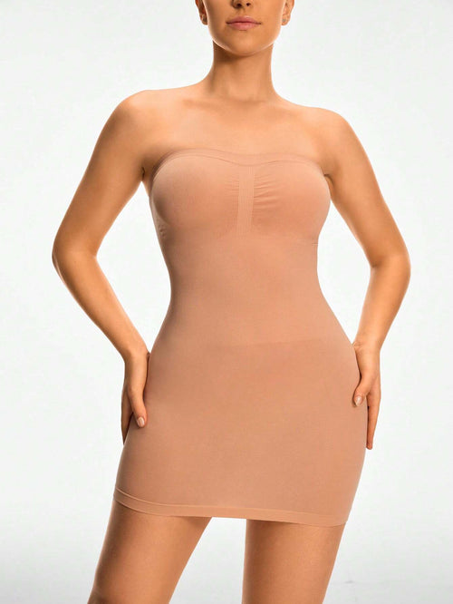 Anagua de Vestido Shape sem Alças Bege