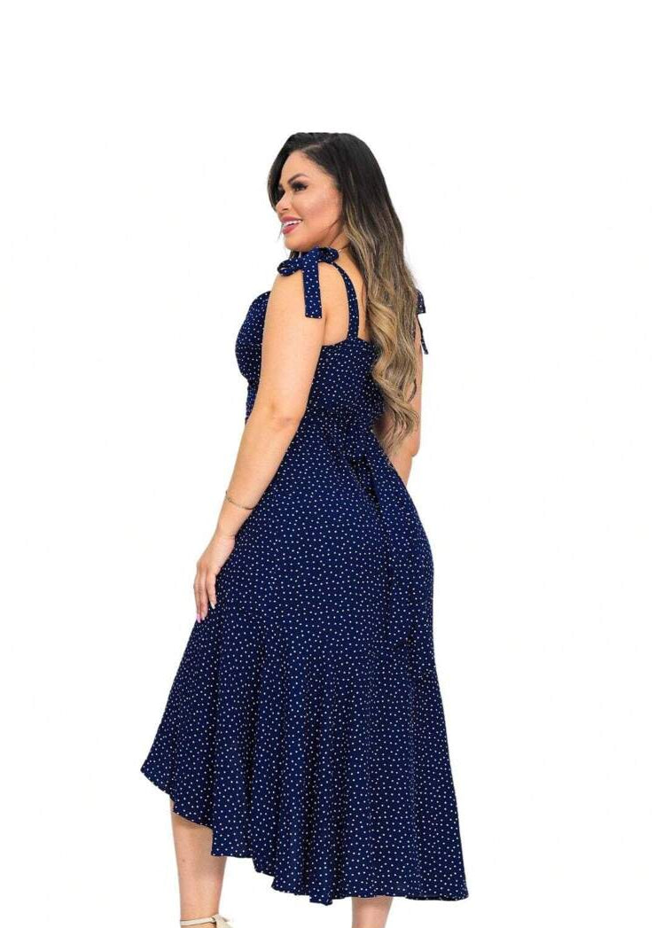 Vestido Longo de Festa Transpassado Karina Navy Blue