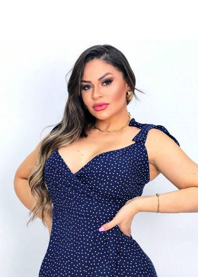 Vestido Longo de Festa Transpassado Karina Navy Blue