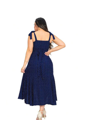 Vestido Longo de Festa Transpassado Karina Navy Blue