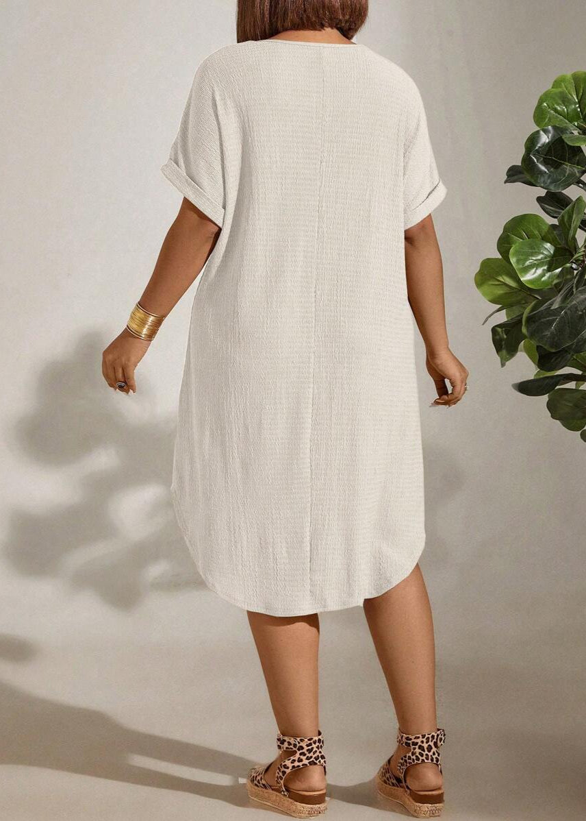 Vestido Plus Size Longo Bodycon com Manga Morcego Julia White