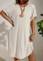 Vestido Plus Size Longo Bodycon com Manga Morcego Julia White