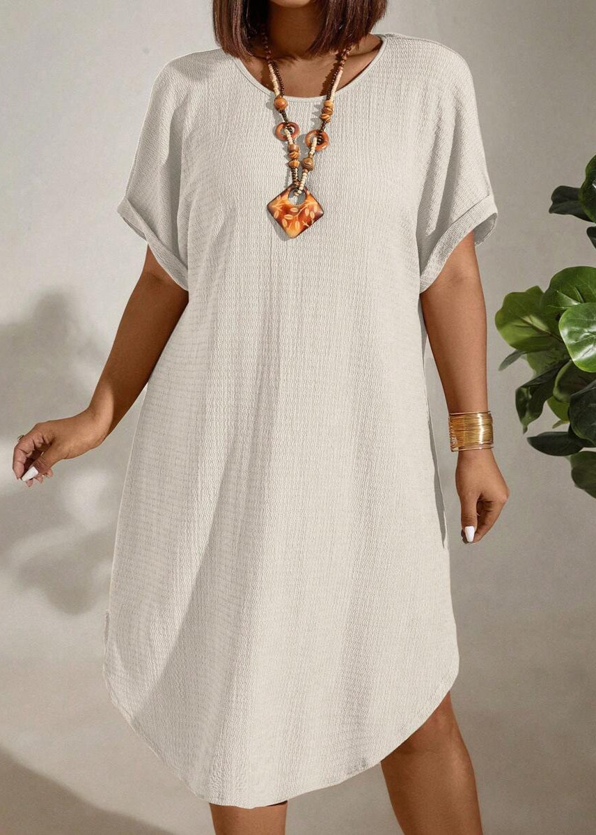 Vestido Plus Size Longo Bodycon com Manga Morcego Julia White