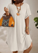 Vestido Plus Size Longo Bodycon com Manga Morcego Julia White