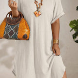 Vestido Plus Size Longo Bodycon com Manga Morcego Julia White