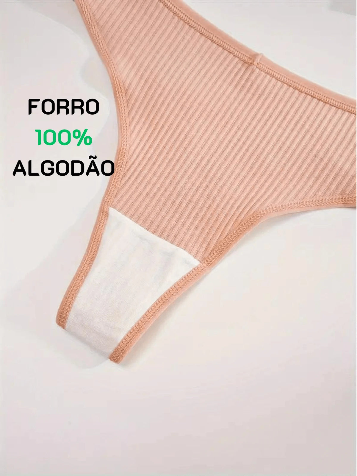 Calcinha Fio Dental Algodão Canelado (Compre 5 e Leve 10)