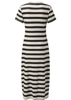 Vestido Longo Listrado com Fenda Luiza Black