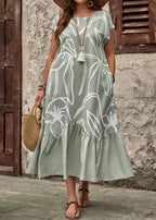 Vestido Plus Size Longo Casual Estampa Floral Michele