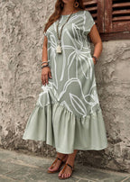 Vestido Plus Size Longo Casual Estampa Floral Michele