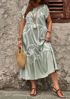 Vestido Plus Size Longo Casual Estampa Floral Michele