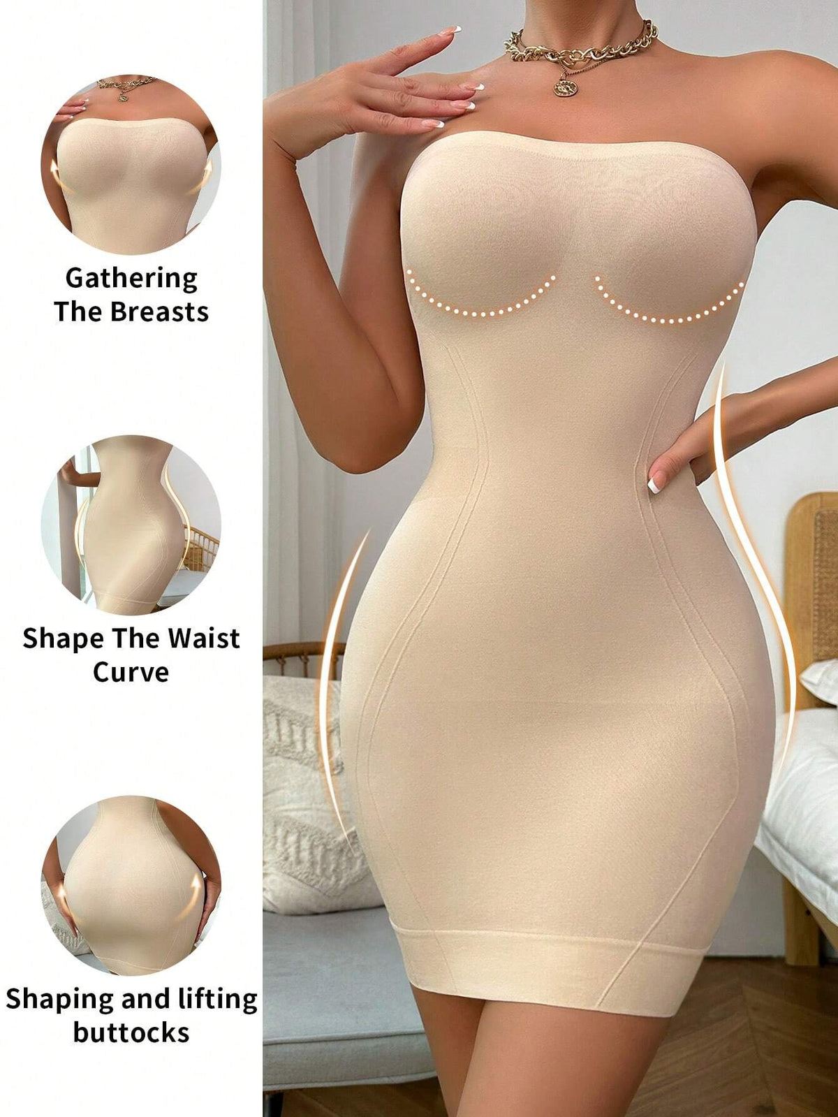 Anagua de Vestido Curto sem Costuras sem Alças