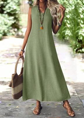 Vestido Longo Decote em V sem Manga Mariá Green
