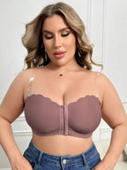 Sutiã Plus Size Tomara que Caia Tubular com Fecho Frontal sem Fios Brown