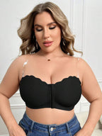 Sutiã Plus Size Tomara que Caia Tubular com Fecho Frontal sem Fios Black