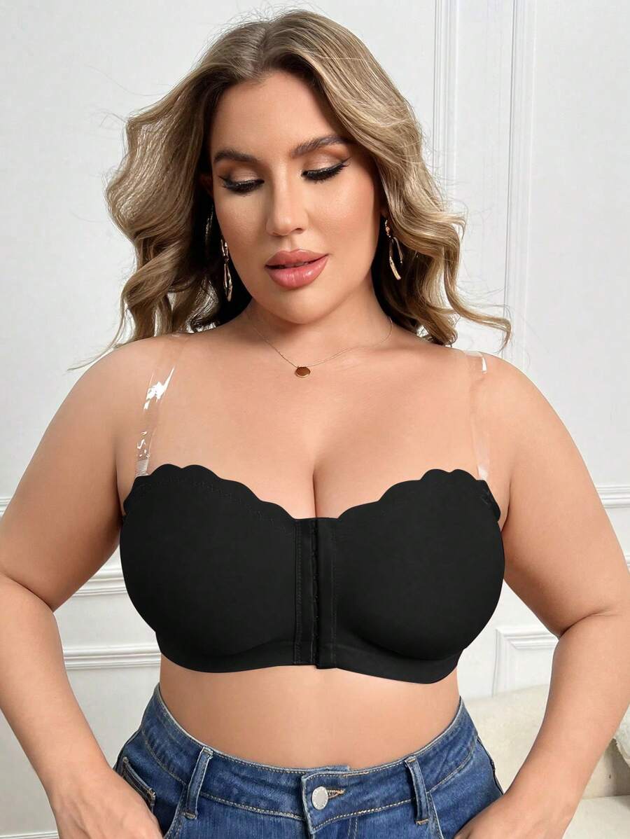 Sutiã Plus Size Tomara que Caia Tubular com Fecho Frontal sem Fios Black