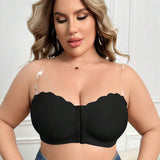Sutiã Plus Size Tomara que Caia Tubular com Fecho Frontal sem Fios Black