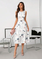 Vestido Midi sem Mangas Estampa Floral Karen