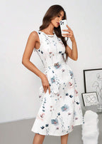 Vestido Midi sem Mangas Estampa Floral Karen