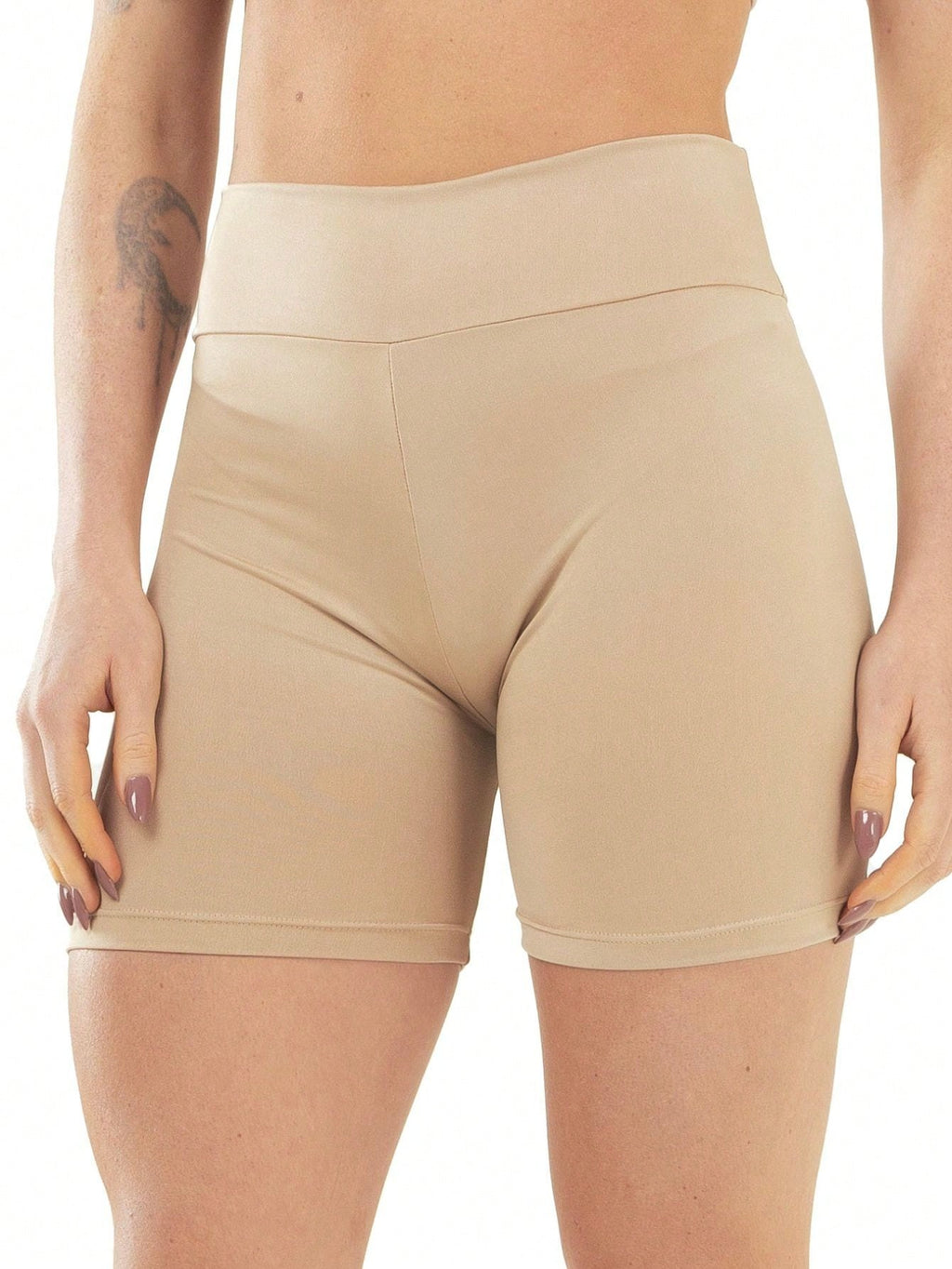 Short Anágua Cós Alto Segunda Pele Bege (Compre 1 e Leve 2)